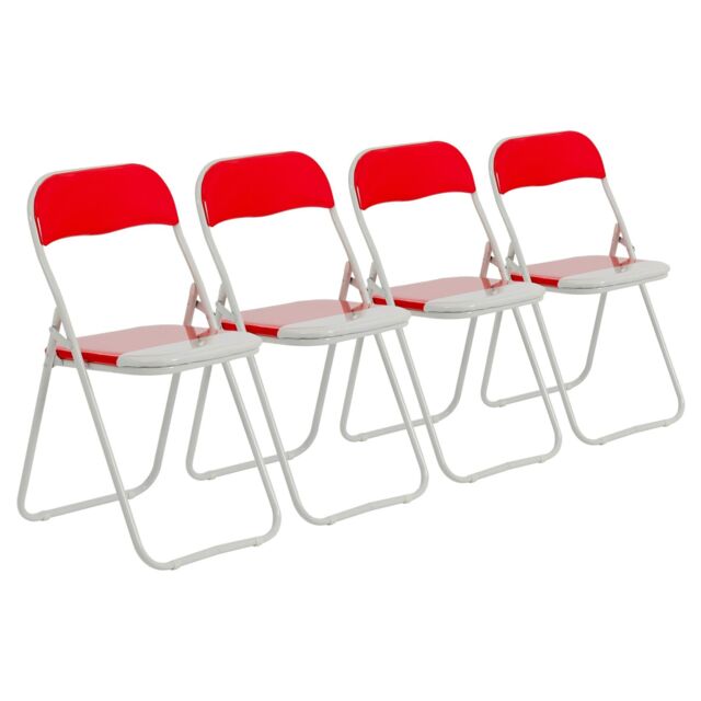 Harbour Housewares Coloured Padded Folding Chairs Pack of 4 in Red - image 1