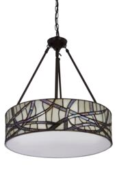 Orsina Etched Glass Deco Pendant Light, Warm Bronze Frame With Geometric Glass Shade, Ambient Ceiling Light in Grey - thumbnail 3
