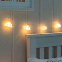 ValueLights Set of 10 Battery Powered Cloud Fairy String Lights in White - thumbnail 1
