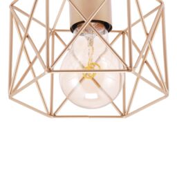 Happy Homewares Vintage Industrial Ceiling Lighting Fitting with Wire Cage Design in Gold - thumbnail 5