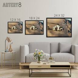 "Artery8 Military USA Marines Helicopter UH 1Y Venom Framed Canvas Wall Art Print in Brown - Size: W12"" x H16""" - thumbnail 4