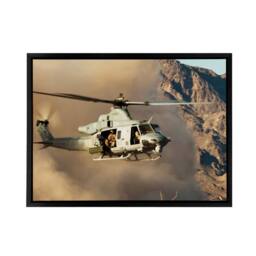 "Artery8 Military USA Marines Helicopter UH 1Y Venom Framed Canvas Wall Art Print in Brown - Size: W12"" x H16""" - thumbnail 1
