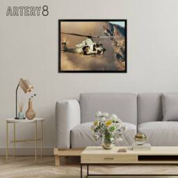 "Artery8 Military USA Marines Helicopter UH 1Y Venom Framed Canvas Wall Art Print in Brown - Size: W12"" x H16""" - thumbnail 3