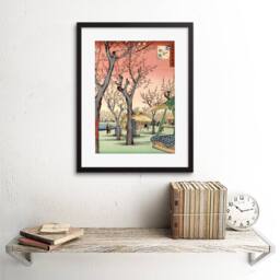 "Artery8 Utagawa Hiroshige Japanese Plum Orchard in Kamada Framed Art Print in Pink - Size: W12"" x H16""" - thumbnail 2