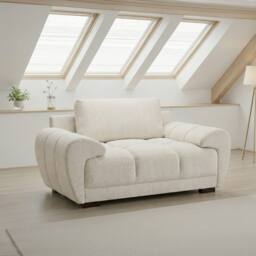 Furnishings For Less UK Zura Cream Fabric Large Armchair Pillow Back Wooden Legs
