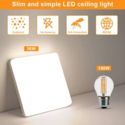 Pheashine Bright Square LED Ceiling Light 36W 4500K Neutral Light 23x23cm in White - Size: 23x23 cm - thumbnail 4