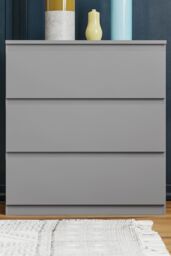 Home Discount Vida Designs Denver 3 Drawer Chest of Drawers Storage in Grey - thumbnail 3
