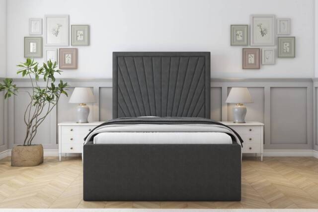 "Sloomy Somerset Dumfries Frame-Mattress - 50"" Upholstered Headboard in Dark Grey - Size: King" - image 1