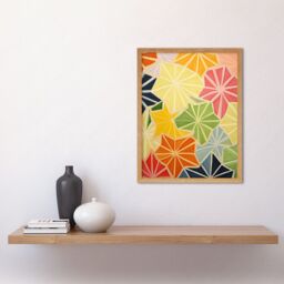 "Artery8 Wall Art Print Colourful Slices of Star Fruit Bright Watercolour Painting Abstract Carambola Kitchen Artwork Art Framed - Size: W12"" x H16""" - thumbnail 2