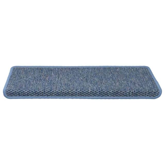 Berkfield Home Stair Mats Self-adhesive Sisal-Look 15 pcs 65x21x4 cm Blue - Size: Medium - image 1