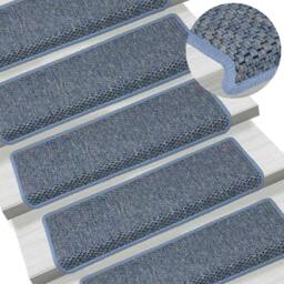 Berkfield Home Stair Mats Self-adhesive Sisal-Look 15 pcs 65x21x4 cm Blue - Size: Medium - thumbnail 6