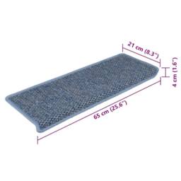 Berkfield Home Stair Mats Self-adhesive Sisal-Look 15 pcs 65x21x4 cm Blue - Size: Medium - thumbnail 8