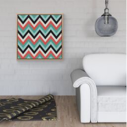 "Warren Reed - Designer Geometric Colored Chevron Pattern Framed Canvas in Light Brown - Size: W16"" x H16""" - thumbnail 2