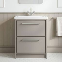 Balterley Bathroom Floor Standing 2-Drawer Vanity, Fireclay Basin, Grey, 600mm in Grey - thumbnail 6