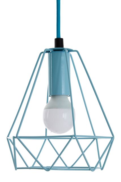 Orsina Modern Pastel Blue Pendant Light, Open Frame Hanging Lamp With Exposed Bulb Design, Compact Ceiling Fixture - image 1