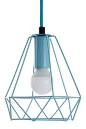 Orsina Modern Pastel Blue Pendant Light, Open Frame Hanging Lamp With Exposed Bulb Design, Compact Ceiling Fixture - thumbnail 1