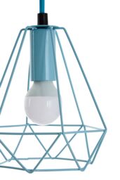 Orsina Modern Pastel Blue Pendant Light, Open Frame Hanging Lamp With Exposed Bulb Design, Compact Ceiling Fixture - thumbnail 5