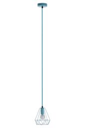 Orsina Modern Pastel Blue Pendant Light, Open Frame Hanging Lamp With Exposed Bulb Design, Compact Ceiling Fixture - thumbnail 4
