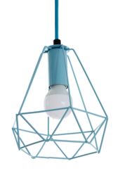 Orsina Modern Pastel Blue Pendant Light, Open Frame Hanging Lamp With Exposed Bulb Design, Compact Ceiling Fixture - thumbnail 3