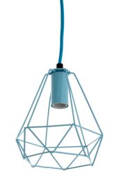 Orsina Modern Pastel Blue Pendant Light, Open Frame Hanging Lamp With Exposed Bulb Design, Compact Ceiling Fixture - thumbnail 2