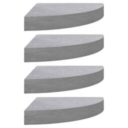 Berkfield Home Wall Corner Shelves 4 pcs Concrete Grey 35x35x3.8 cm MDF - thumbnail 1