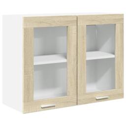 Berkfield Home Hanging Glass Cabinet Lyon Sonoma Oak 80x31x60 cm Engineered Wood in Brown - Size: 80 x 31 x 60 cm - thumbnail 2