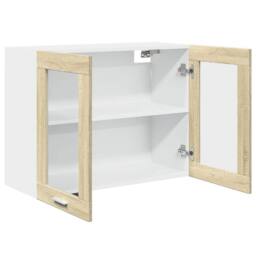 Berkfield Home Hanging Glass Cabinet Lyon Sonoma Oak 80x31x60 cm Engineered Wood in Brown - Size: 80 x 31 x 60 cm - thumbnail 6