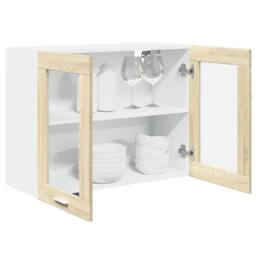 Berkfield Home Hanging Glass Cabinet Lyon Sonoma Oak 80x31x60 cm Engineered Wood in Brown - Size: 80 x 31 x 60 cm - thumbnail 4