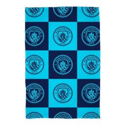 Manchester City FC Fleece Checkered Blanket in Mid Navy - Size: Crib
