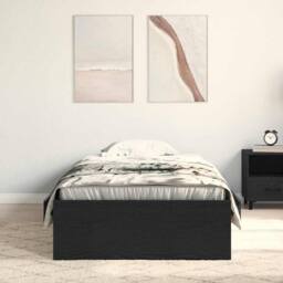 Berkfield Home Modern Bed Frame Black Oak 90x190 cm Engineered Wood - thumbnail 4