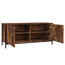 Berkfield Home TV Cabinet with Doors Smoked Oak 102x35x45 cm Engineered Wood in Brown - Size: 102 x 35 x 45 cm - thumbnail 6