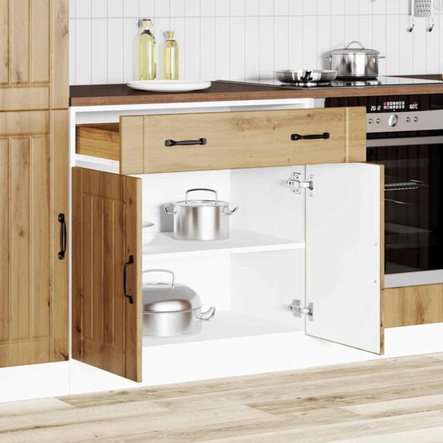 Berkfield Home Kitchen Base Cabinet Lucca Artisan Oak Engineered Wood in Brown - image 1