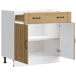 Berkfield Home Kitchen Base Cabinet Lucca Artisan Oak Engineered Wood in Brown - thumbnail 4