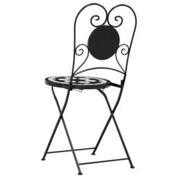 Berkfield Home Bistro Chairs Foldable 2 pcs Black & White Ceramic - thumbnail 7