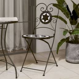 Berkfield Home Bistro Chairs Foldable 2 pcs Black & White Ceramic - thumbnail 2