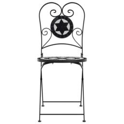 Berkfield Home Bistro Chairs Foldable 2 pcs Black & White Ceramic - thumbnail 5