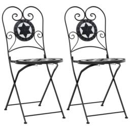 Berkfield Home Bistro Chairs Foldable 2 pcs Black & White Ceramic