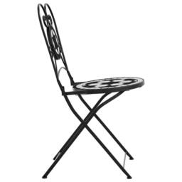 Berkfield Home Bistro Chairs Foldable 2 pcs Black & White Ceramic - thumbnail 6