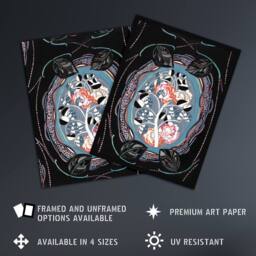 "Artery8 Floral Motif Benedictus Vintage Wall Art Print Poster in Black - Size: W12"" x H16""" - thumbnail 2