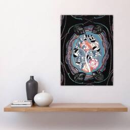 "Artery8 Floral Motif Benedictus Vintage Wall Art Print Poster in Black - Size: W12"" x H16""" - thumbnail 4