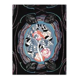 "Artery8 Floral Motif Benedictus Vintage Wall Art Print Poster in Black - Size: W12"" x H16""" - thumbnail 1