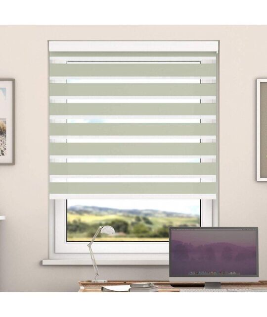 New Edge Blinds Vanilla Day & Night Zebra Roller Blind with Cassette in Ivory - Size: 140 cm width x 220 cm drop