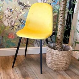 Minster Dining Chair - Fabric/Metal - L52 x W44 x H86 cm - Yellow/Black in Yellow - Size: 1 Pack - thumbnail 5