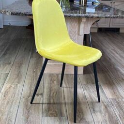 Minster Dining Chair - Fabric/Metal - L52 x W44 x H86 cm - Yellow/Black in Yellow - Size: 1 Pack - thumbnail 6