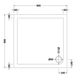 Balterley Premium Slip Resistant Square Shower Tray in Durable Stone Resin - Modern in White - thumbnail 4