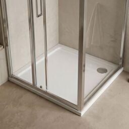 Balterley Premium Slip Resistant Square Shower Tray in Durable Stone Resin - Modern in White - thumbnail 5