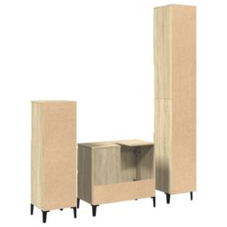 Berkfield Home 3 Piece Bathroom Furniture Set Sonoma Oak Engineered Wood in Brown - thumbnail 6