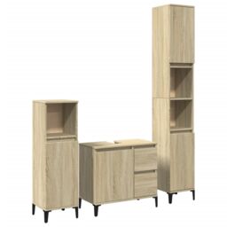 Berkfield Home 3 Piece Bathroom Furniture Set Sonoma Oak Engineered Wood in Brown - thumbnail 2