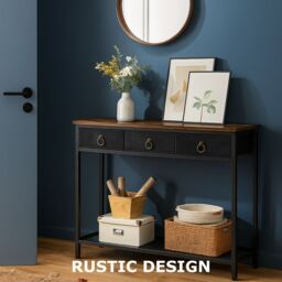 Storvo Slim Console Table with 3 Non-woven Drawers in Brown - thumbnail 8