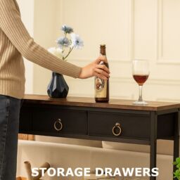 Storvo Slim Console Table with 3 Non-woven Drawers in Brown - thumbnail 5